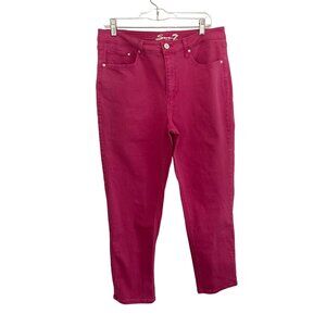 Seven7 Women's Slim Straight Jeans Size 12 Pink Cotton/Spandex Blend